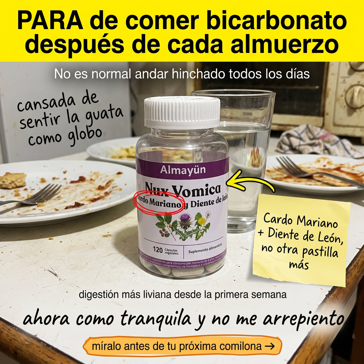 Nux Vomica Cardo Mariano y Diente de León 120 Cápsulas