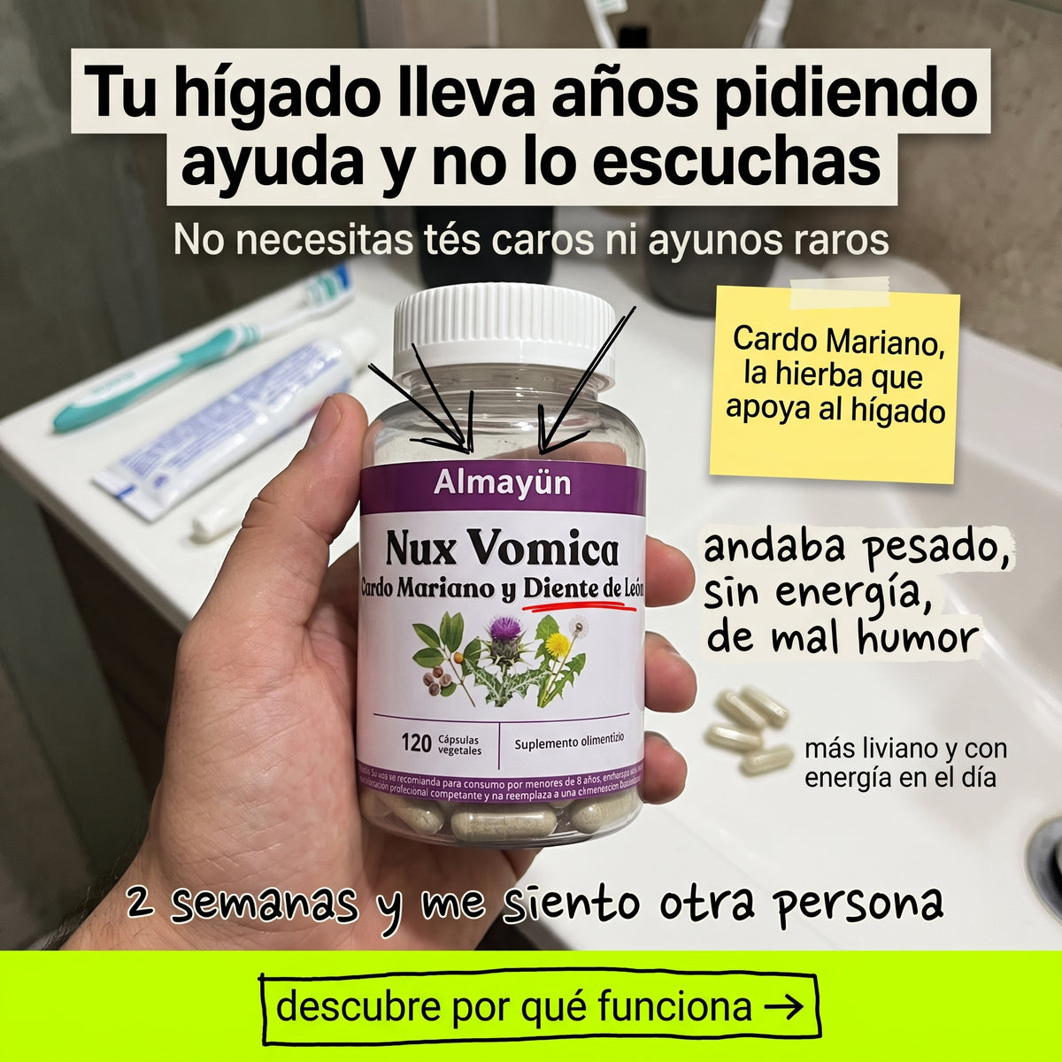 Nux Vomica Cardo Mariano y Diente de León 120 Cápsulas