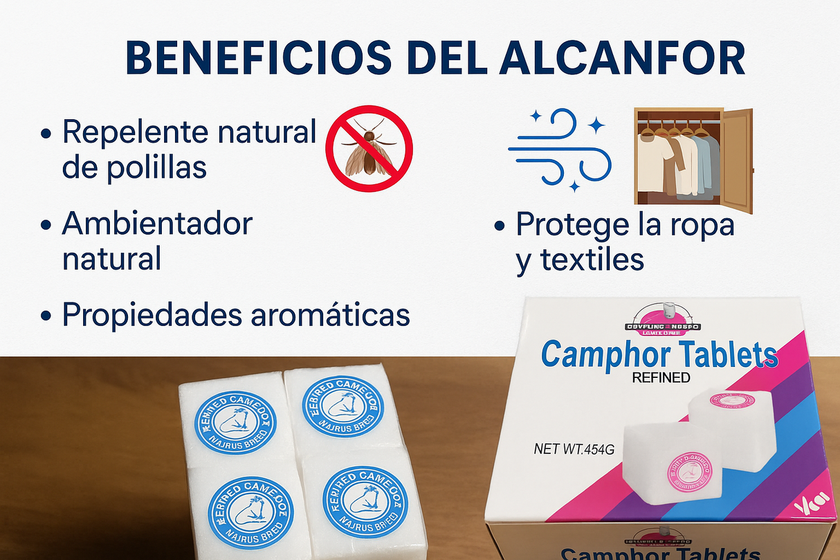 Alcanfor en tabletas 16 calugas 64 unidades