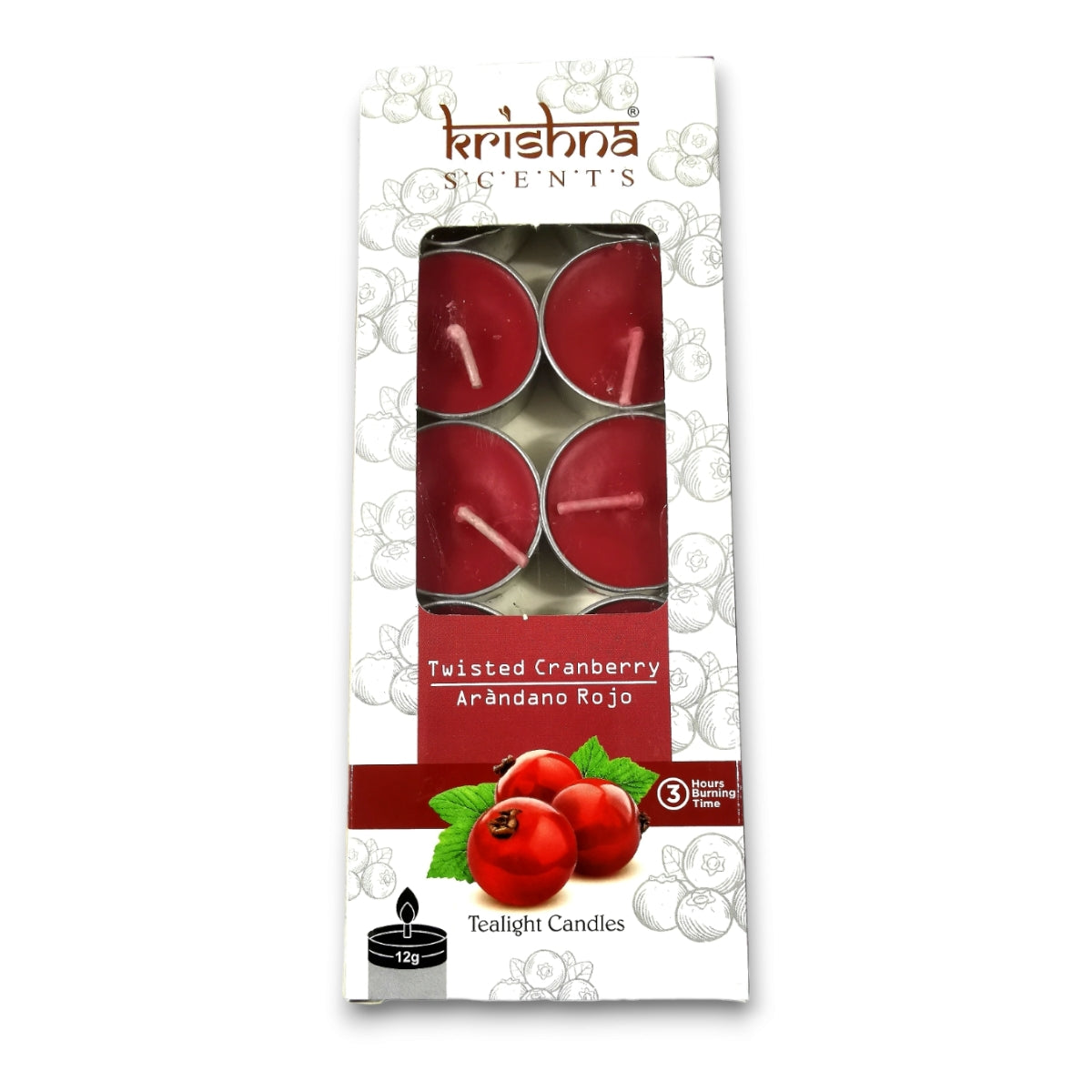 Velas de Arándano Rojo Krishna 10 unidades con porta vela