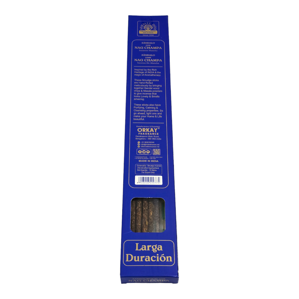 Incienso Sándalo y Nag Champa Larga Duración , 35 cm , 10 varas.