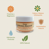 Beneficios Crema Caléndula - Infografía con producto