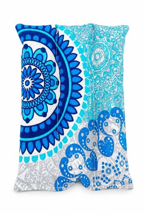 Cojín azul y turquesa