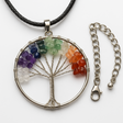 Collar fotorealista del árbol de la vida con piedras de chakras