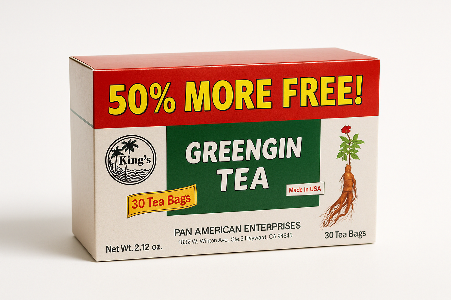 Imagen fotorrealista de la caja de té Greengin